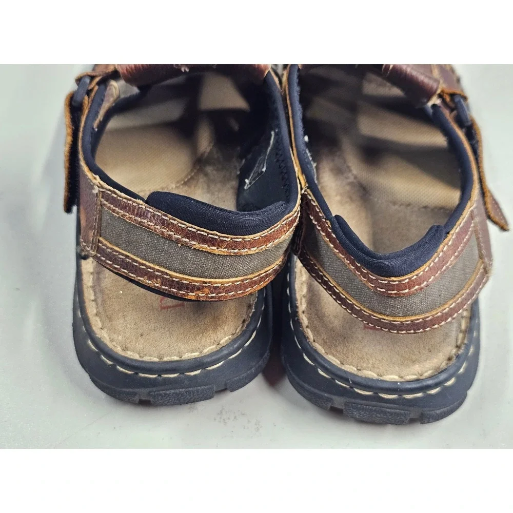 Dexter Mens Brown Leather Fisherman Sandals 10.5 Closed Toe Casual Shoes 59015